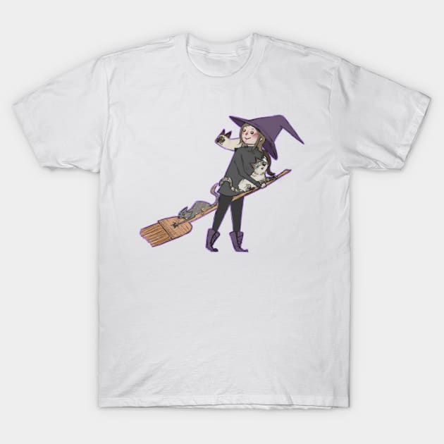 Cat witch T-Shirt by bitingnclawing